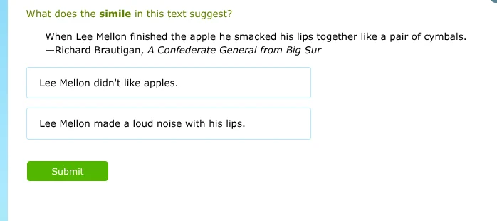 what does the simile in this text suggest? when lee mellon finished the…