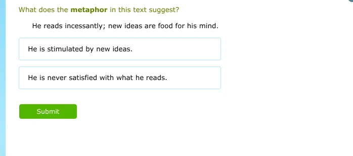 what does the metaphor in this text suggest? he reads incessantly; new …