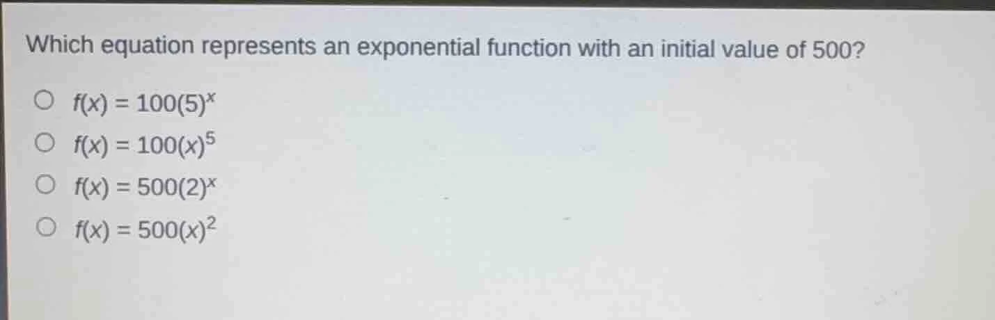 which equation represents an exponential function with an initial value…