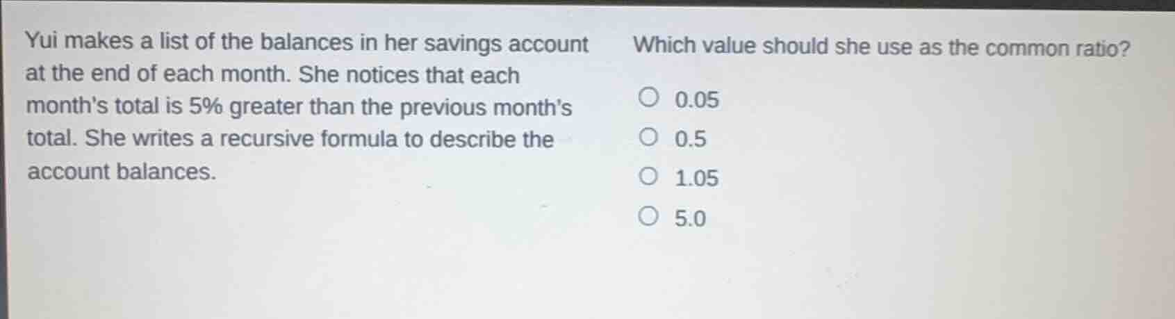 yui makes a list of the balances in her savings account at the end of e…