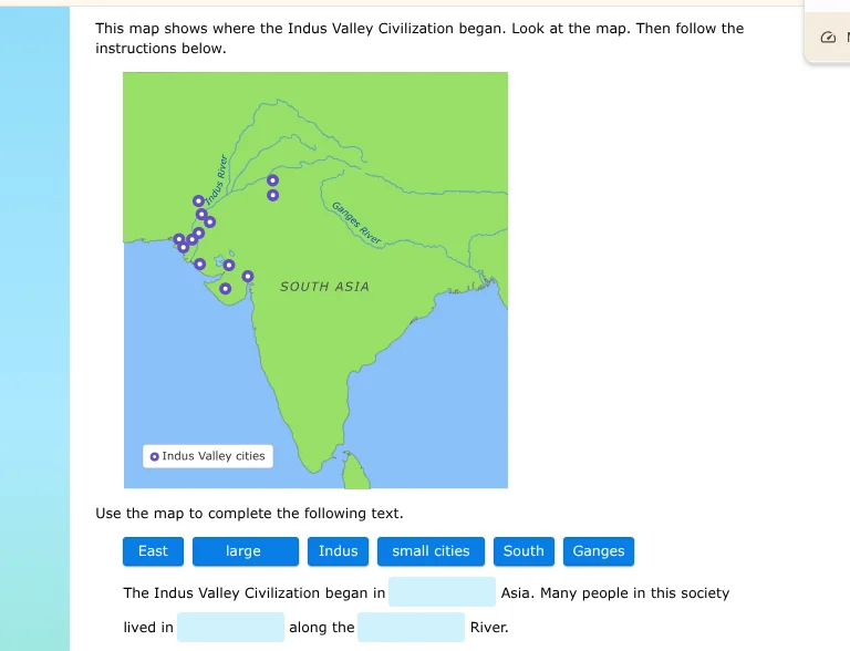 this map shows where the indus valley civilization began. look at the m…