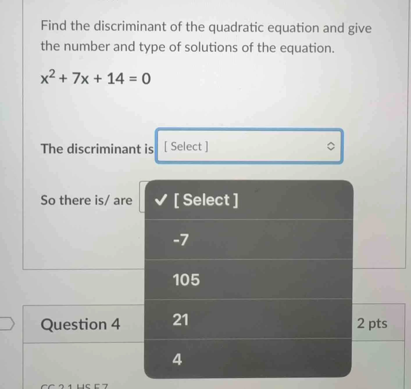 find the discriminant of the quadratic equation and give the number and…