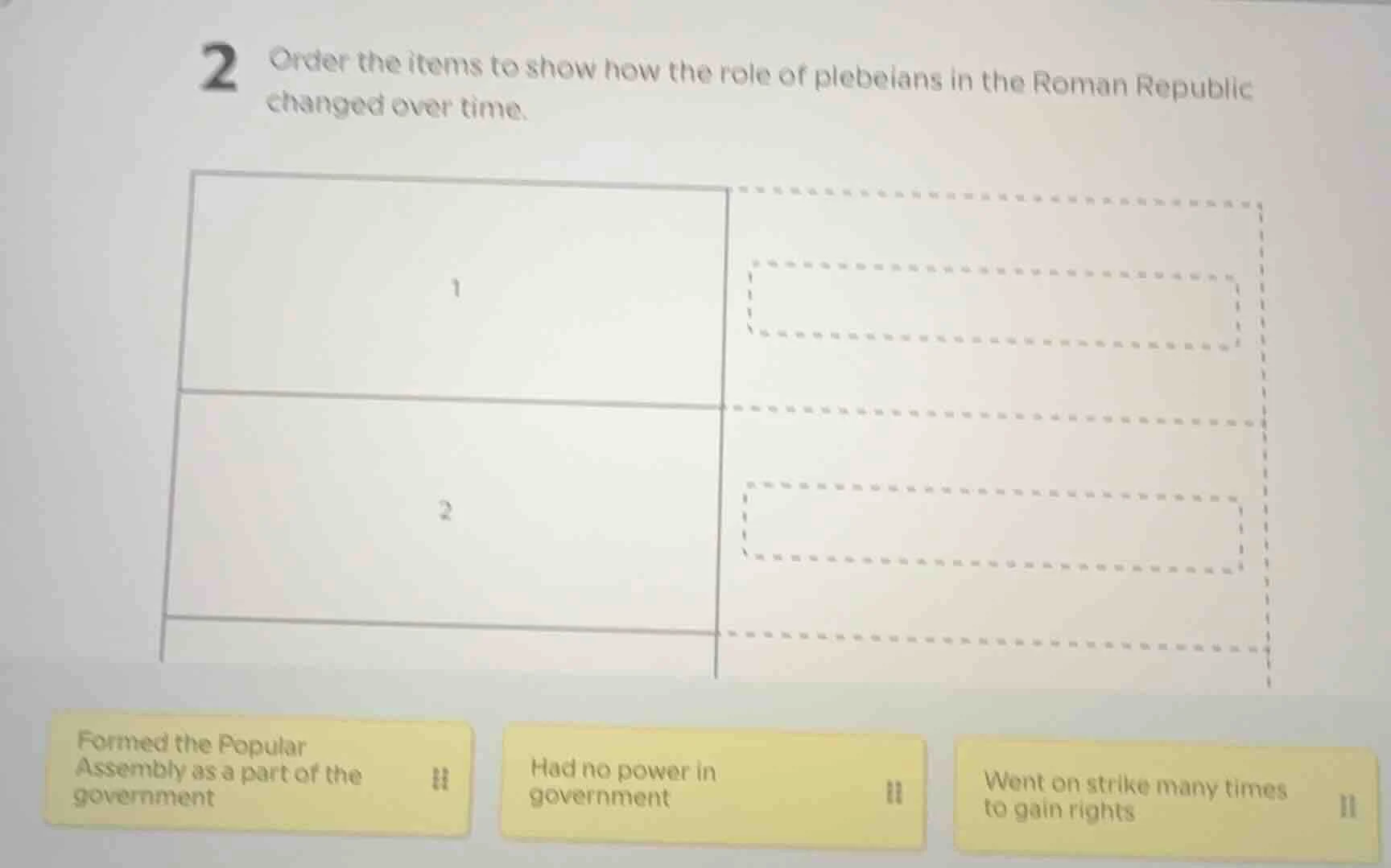 2 order the items to show how the role of plebeians in the roman republ…