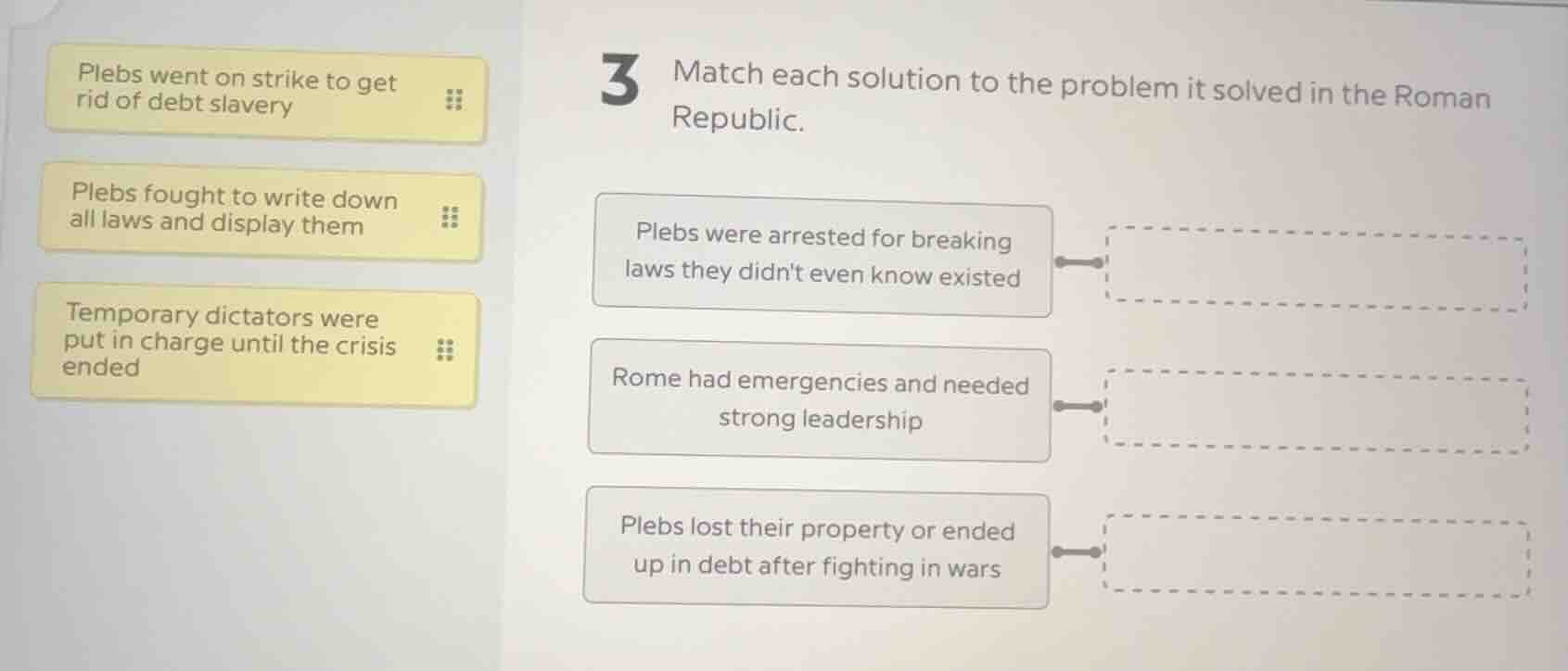 3 match each solution to the problem it solved in the roman republic. p…