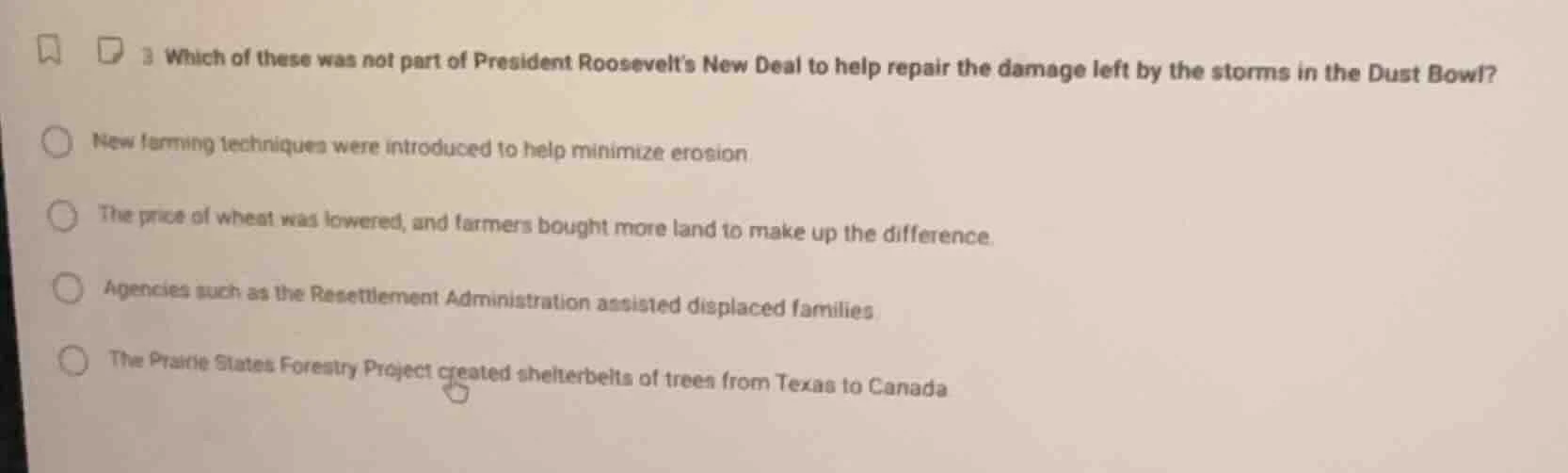 3 which of these was not part of president roosevelts new deal to help …