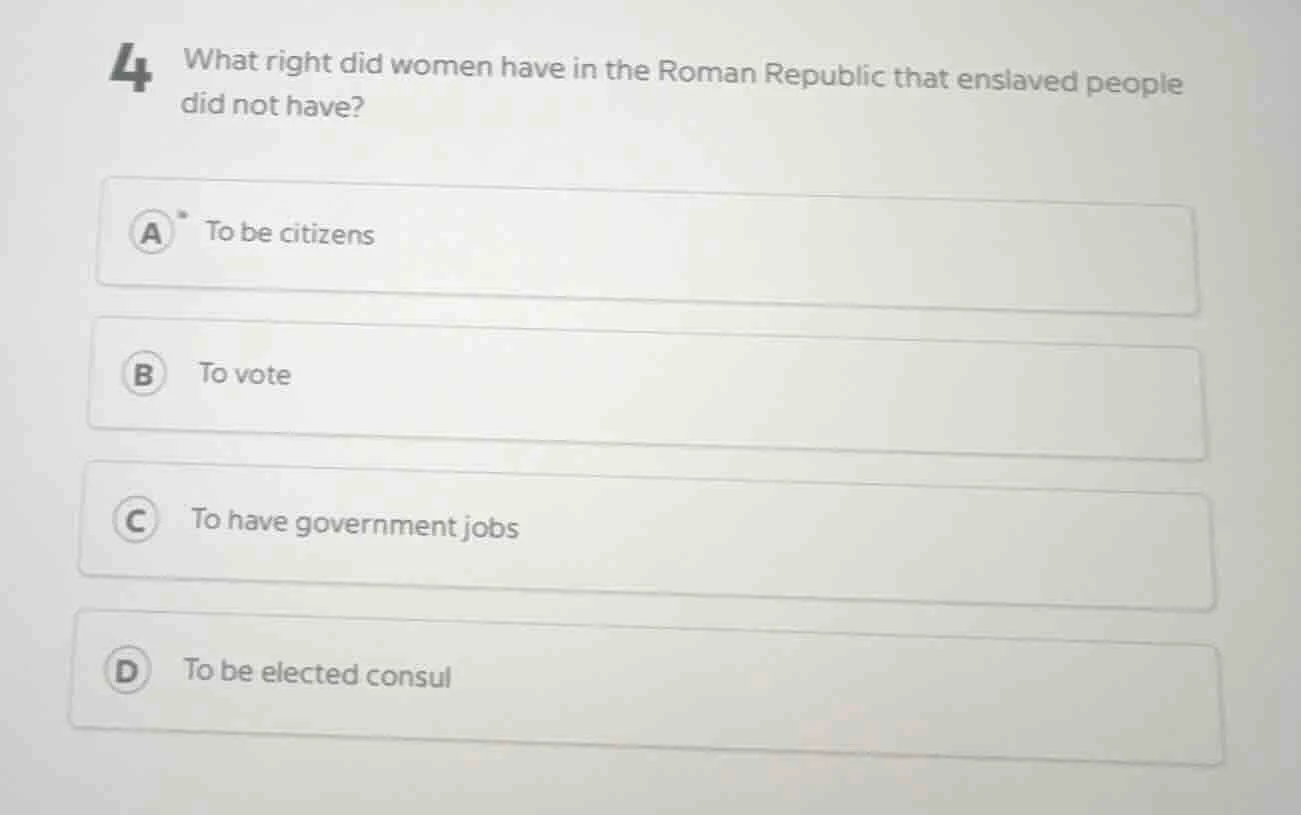 4 what right did women have in the roman republic that enslaved people …
