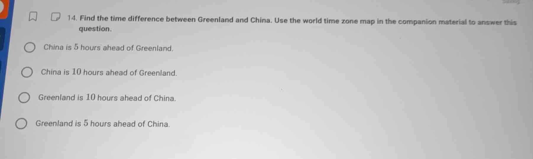 14. find the time difference between greenland and china. use the world…