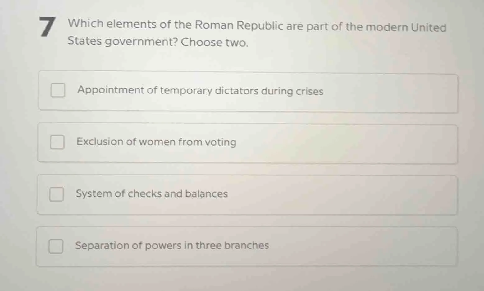 7 which elements of the roman republic are part of the modern united st…