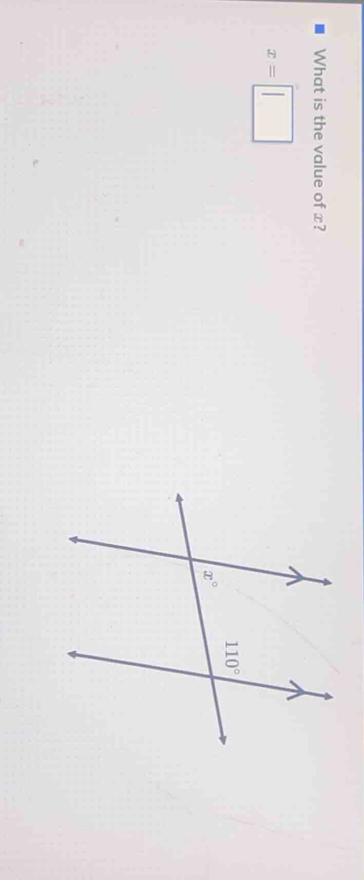 what is the value of x? x = there is a diagram showing two parallel lin…