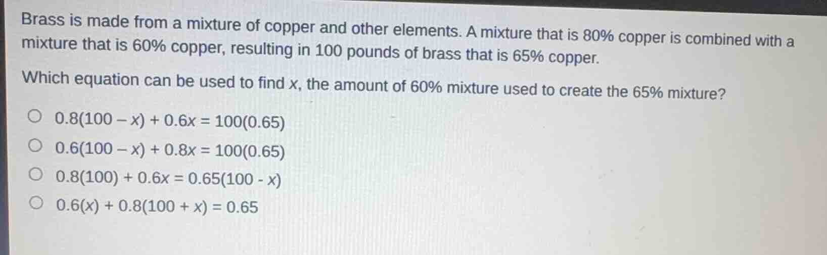 brass is made from a mixture of copper and other elements. a mixture th…