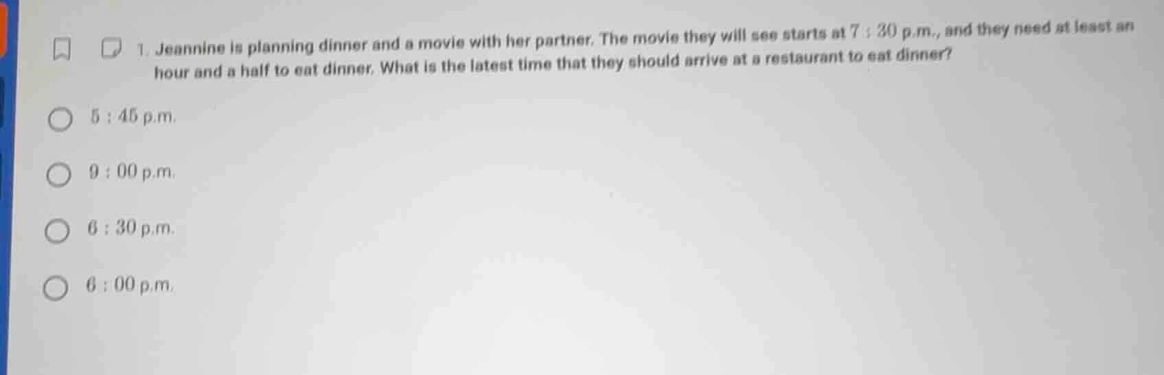 1. jeannine is planning dinner and a movie with her partner. the movie …