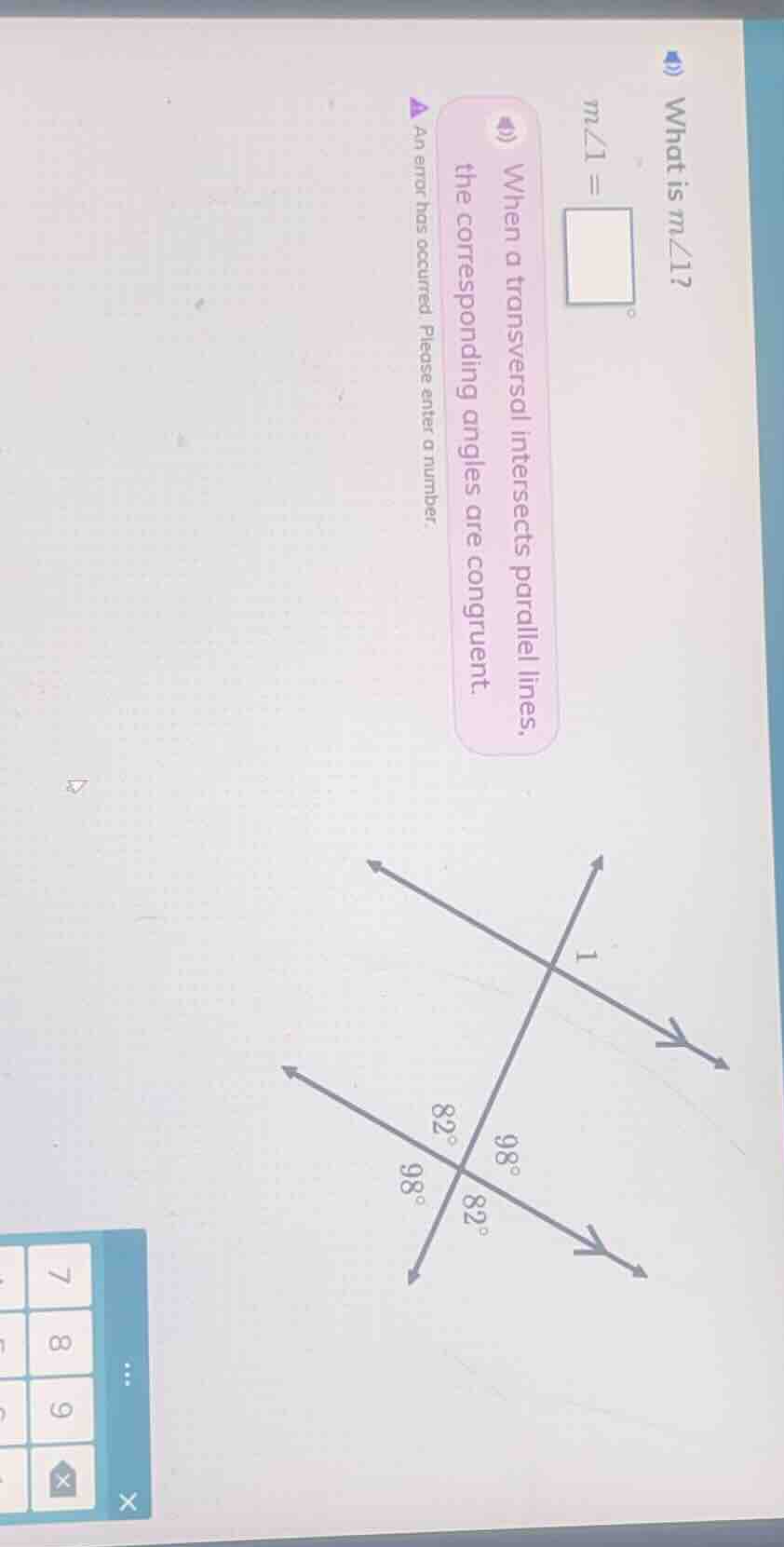 what is ( mangle 1 )?( mangle 1 = square^circ )when a transversal inter…
