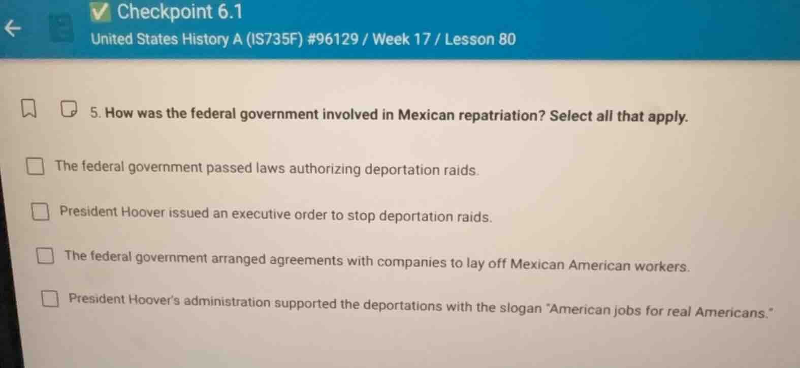 5. how was the federal government involved in mexican repatriation? sel…