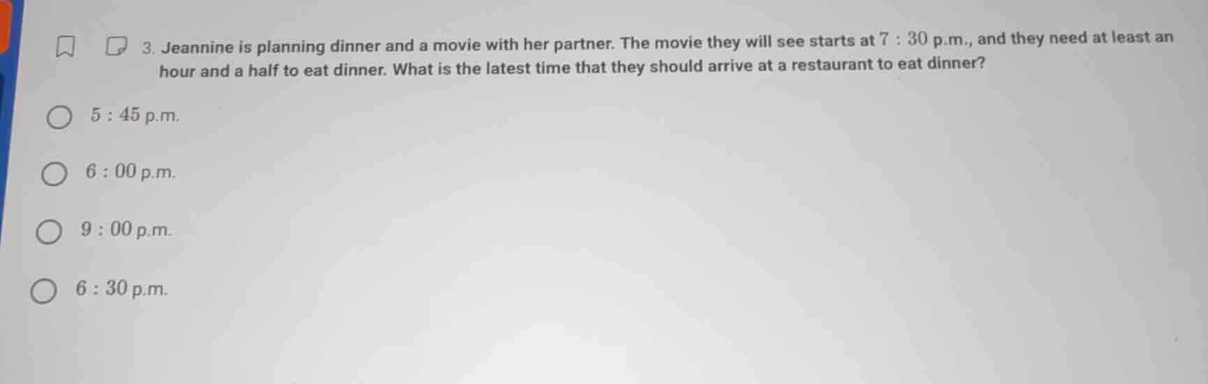 3. jeannine is planning dinner and a movie with her partner. the movie …