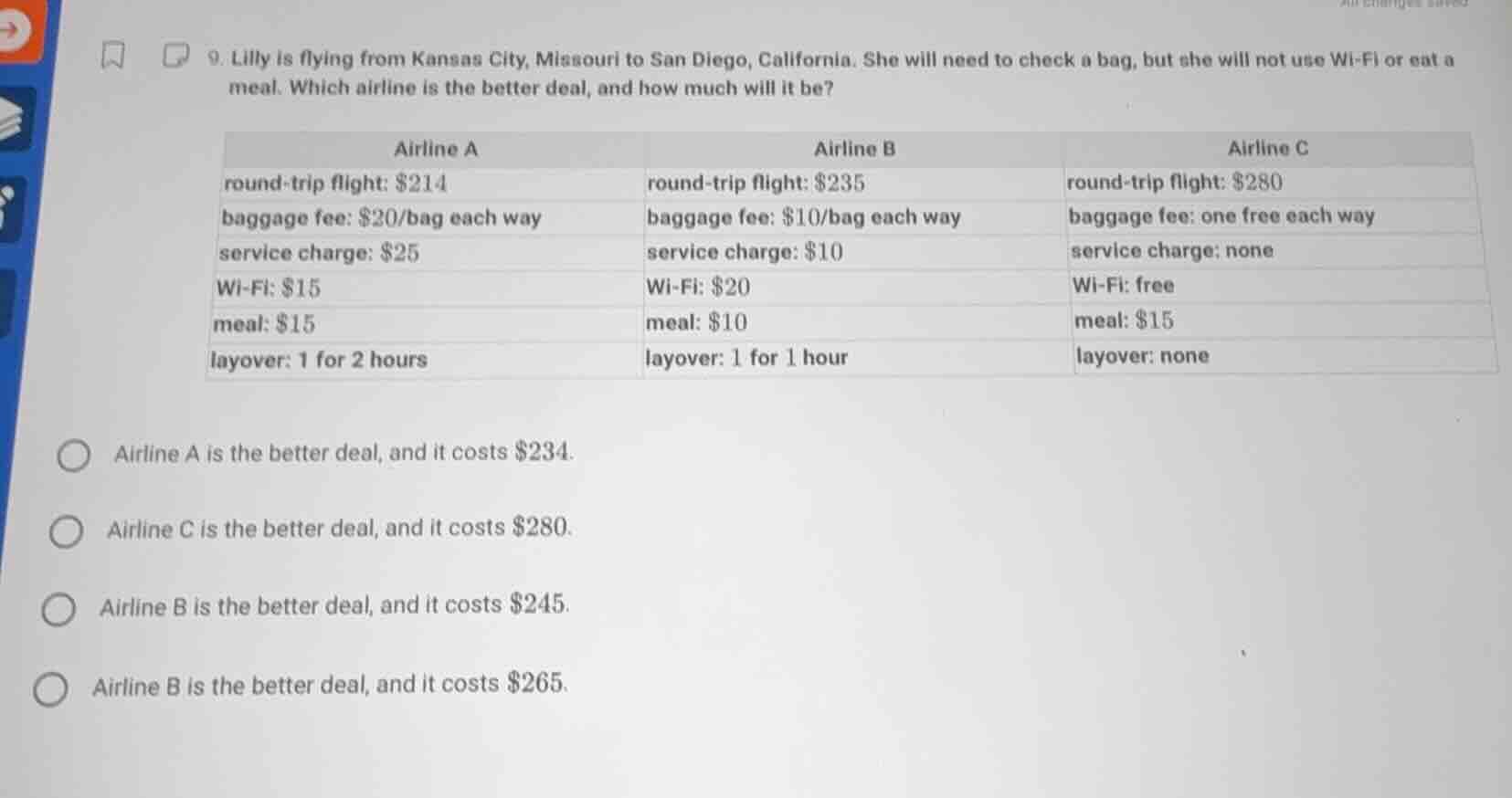 9. lilly is flying from kansas city, missouri to san diego, california.…