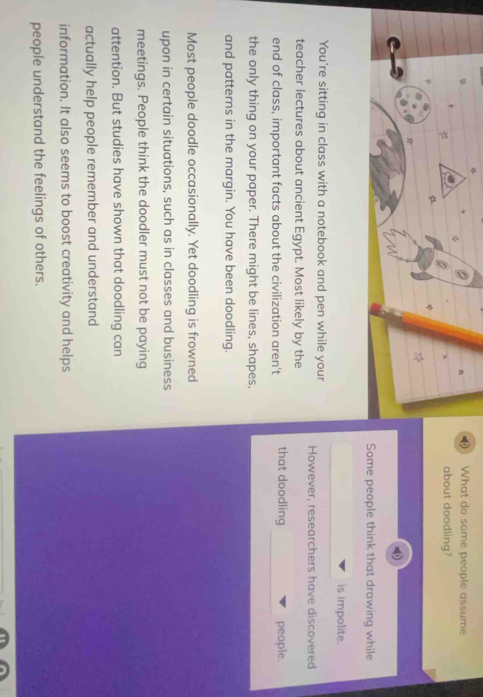 youre sitting in class with a notebook and pen while your teacher lectu…