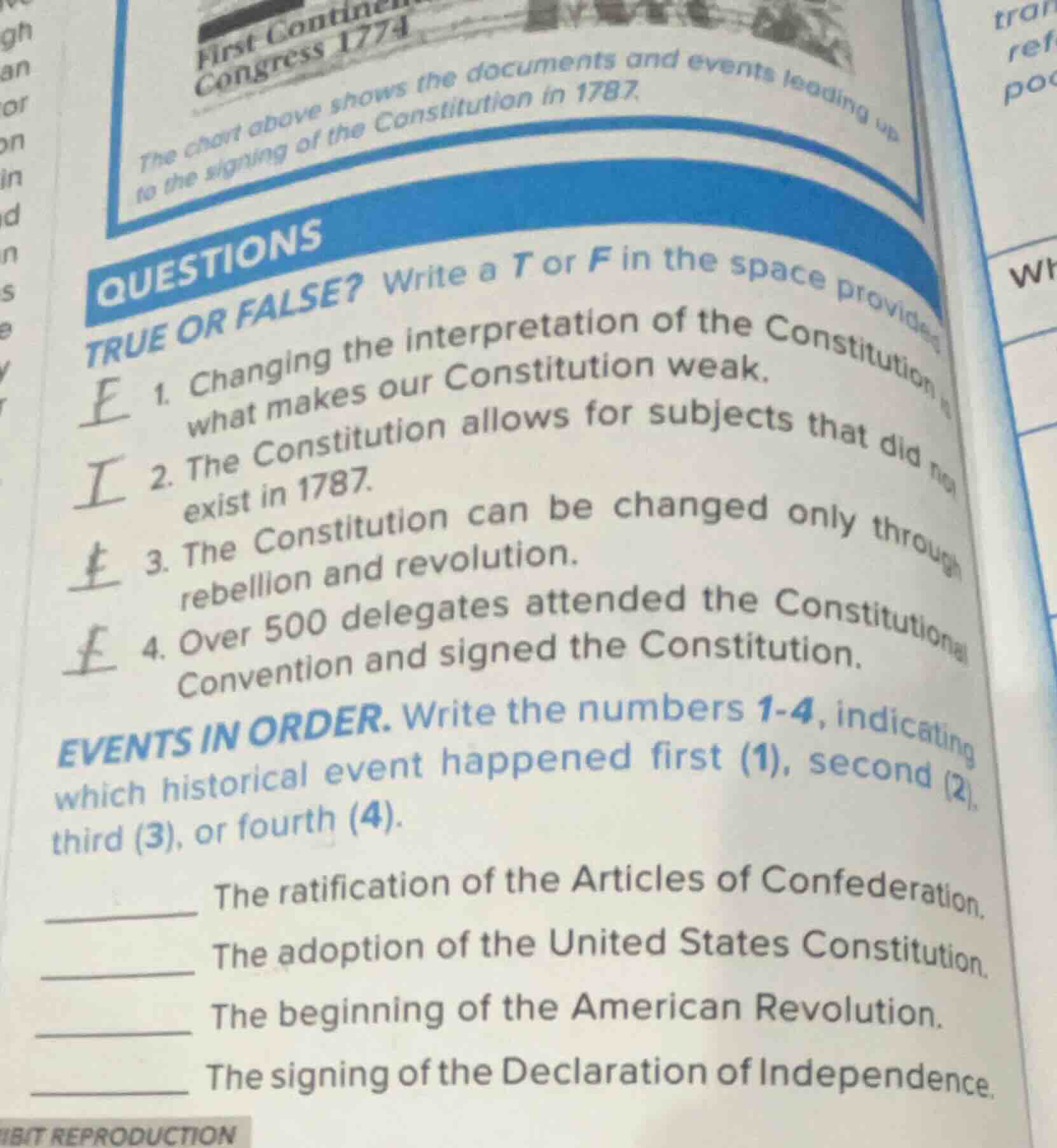 first continental congress 1774 the chart above shows the documents and…
