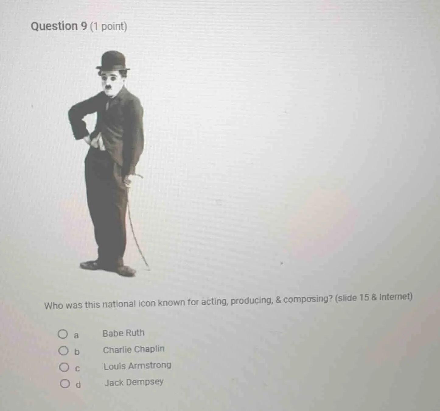 question 9 (1 point) who was this national icon known for acting, produ…
