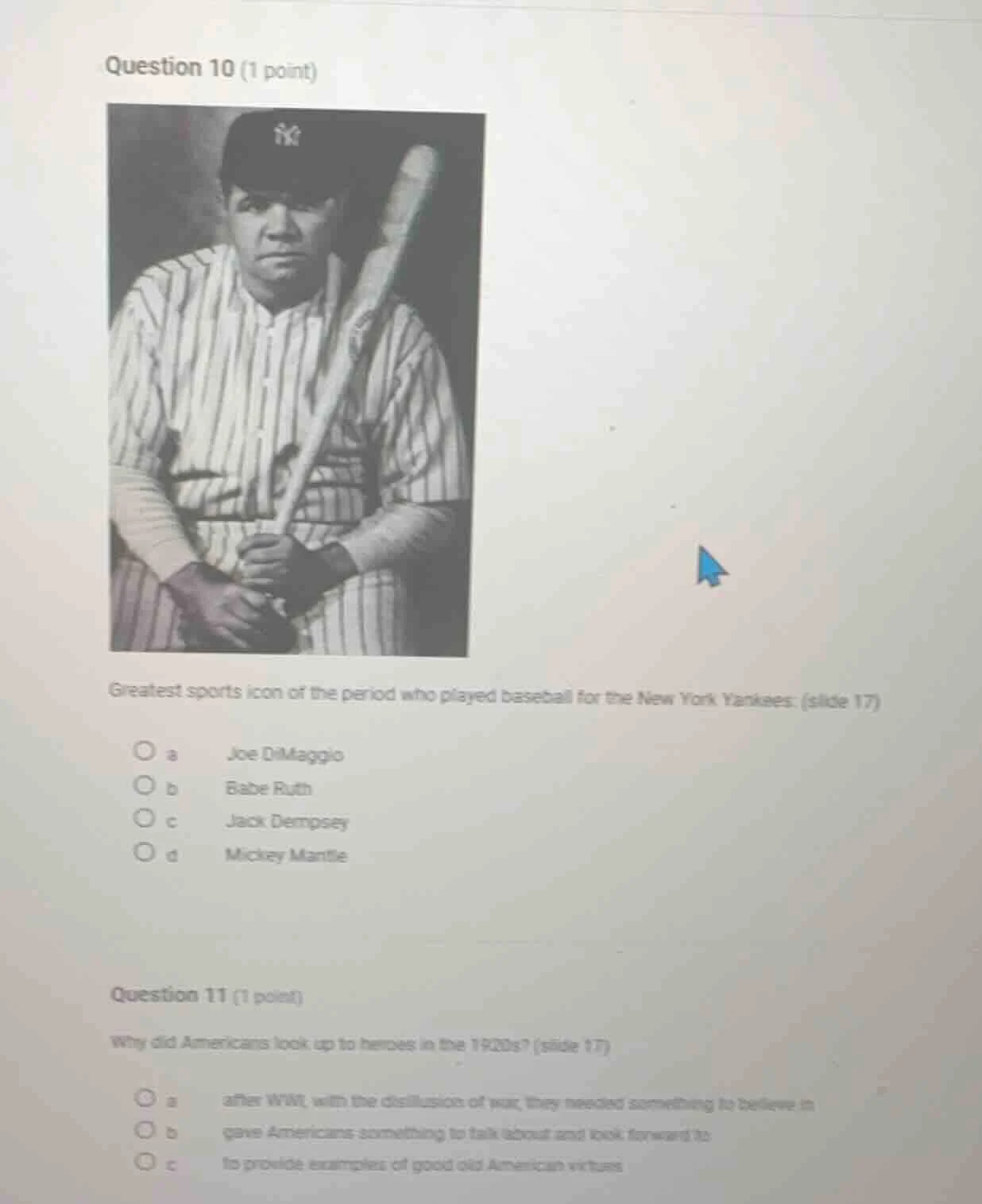 question 10 (1 point) greatest sports icon of the period who played bas…