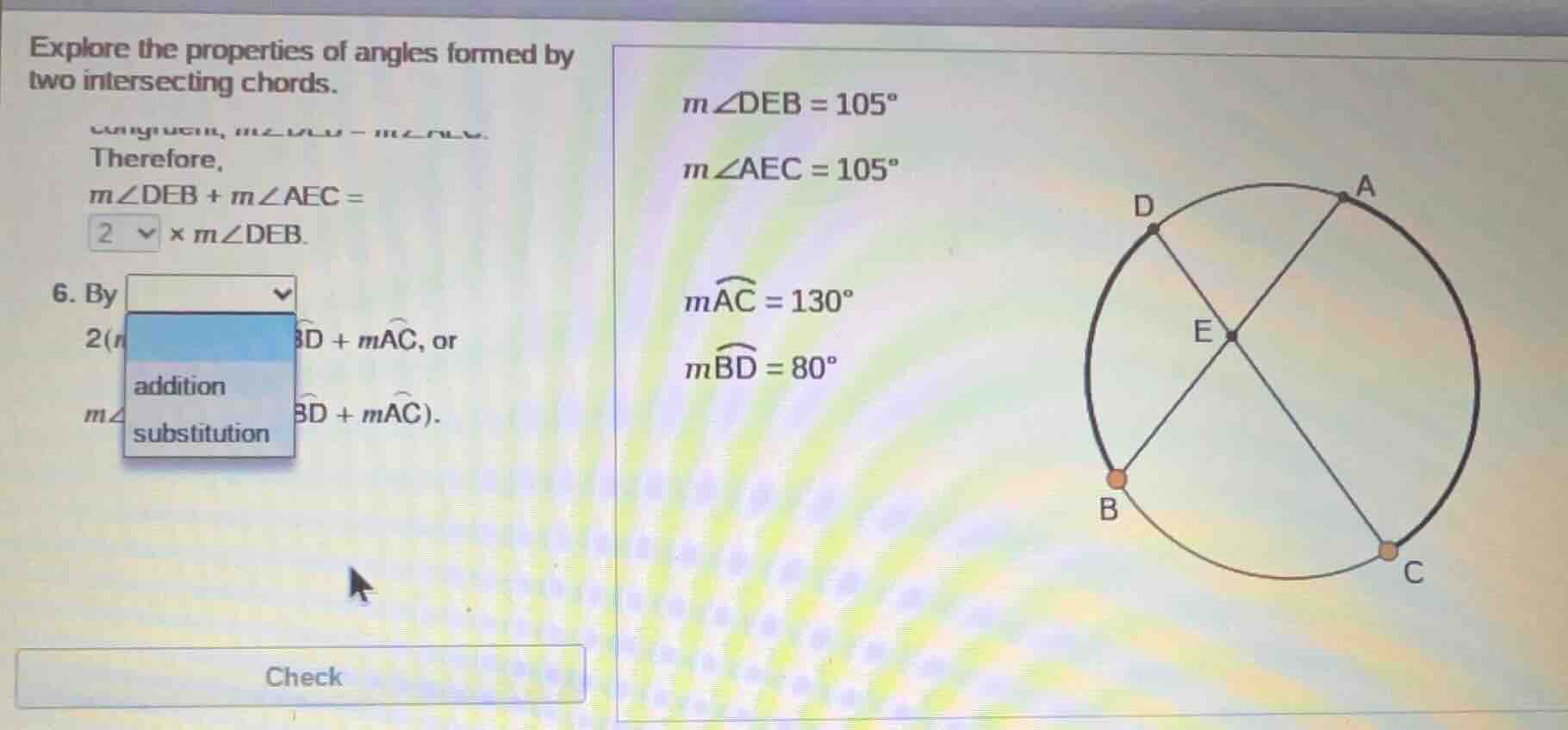 explore the properties of angles formed by two intersecting chords. the…
