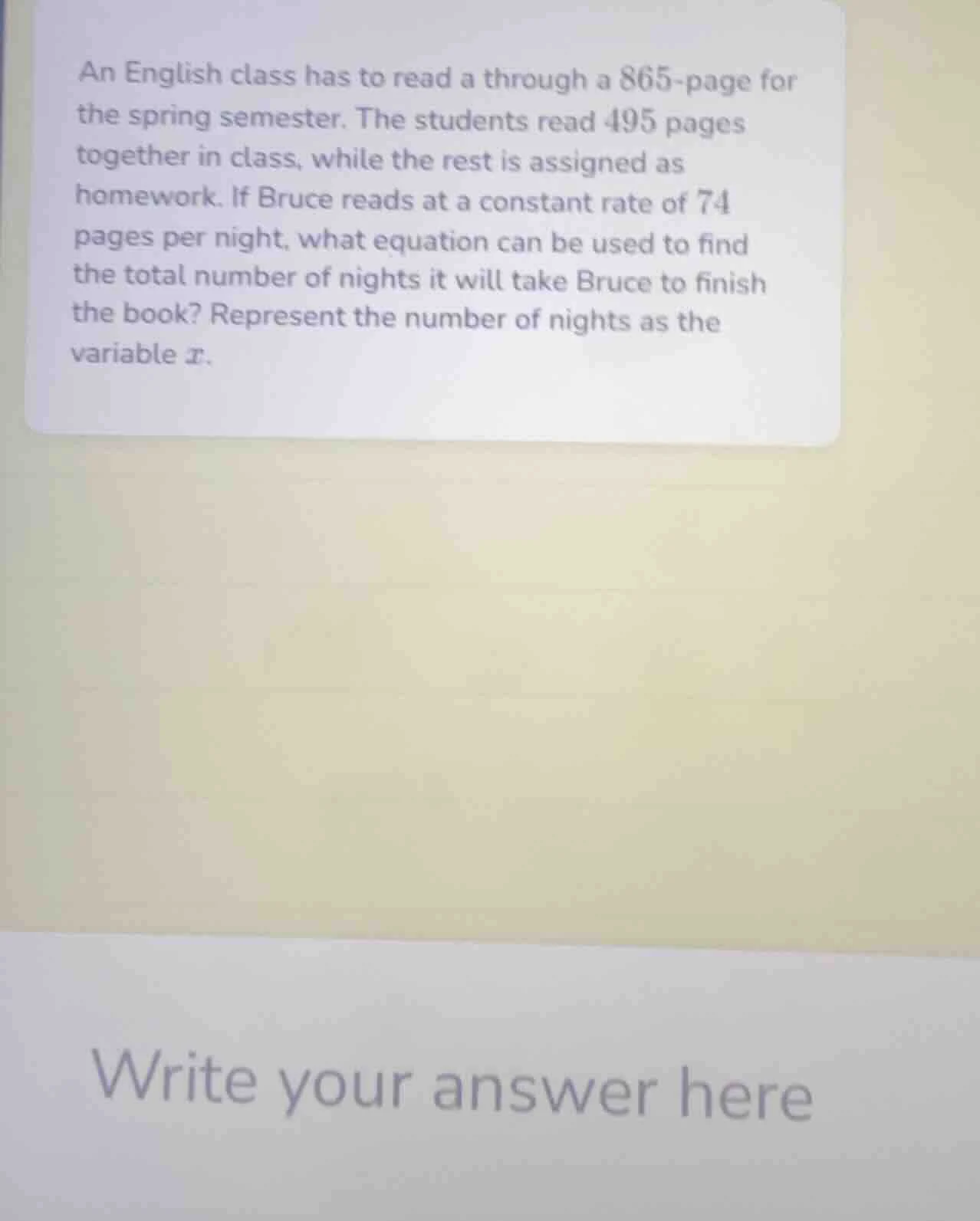 an english class has to read a through a 865-page for the spring semest…