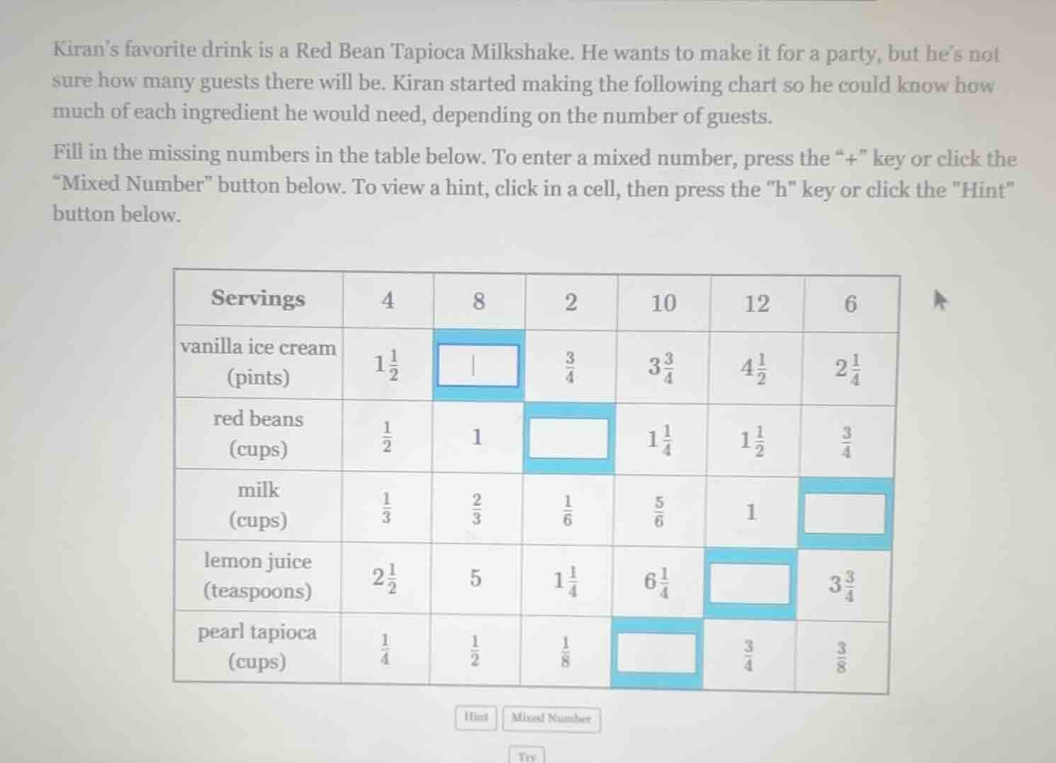 kirans favorite drink is a red bean tapioca milkshake. he wants to make…