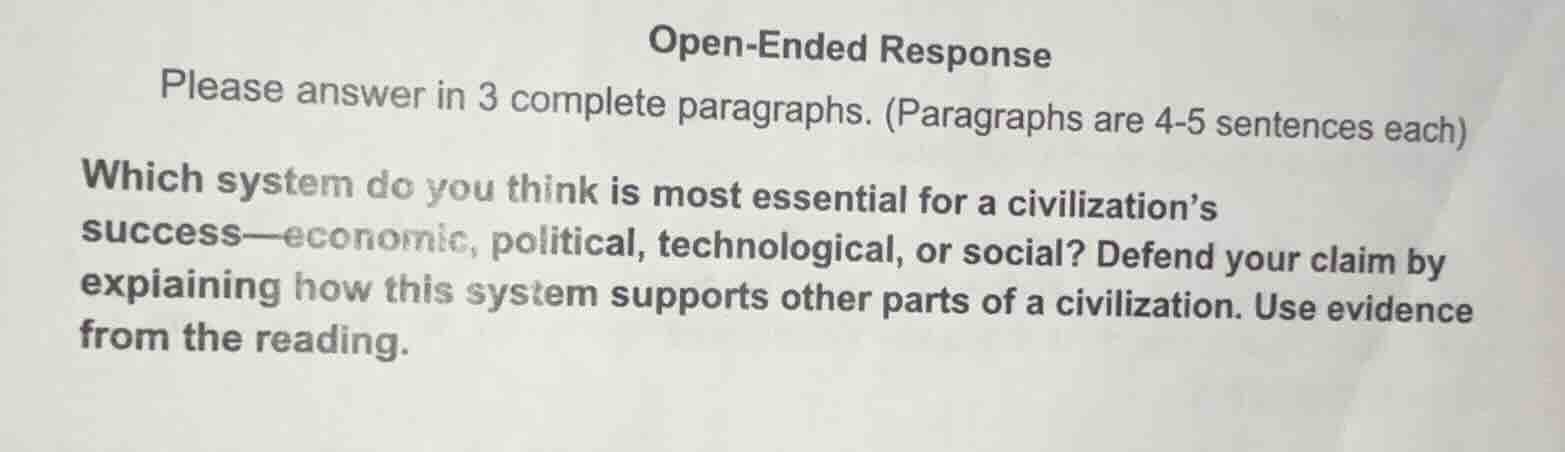 open-ended response please answer in 3 complete paragraphs. (paragraphs…