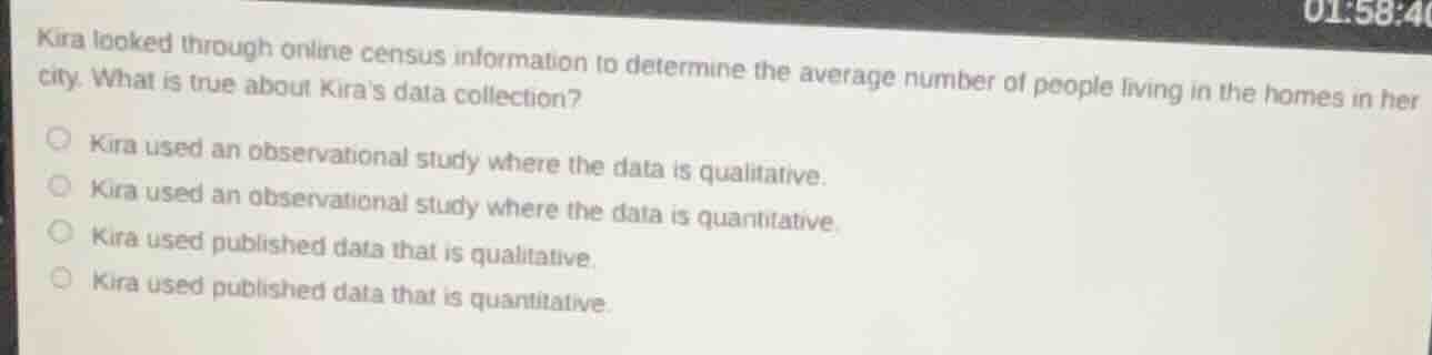 kira looked through online census information to determine the average …