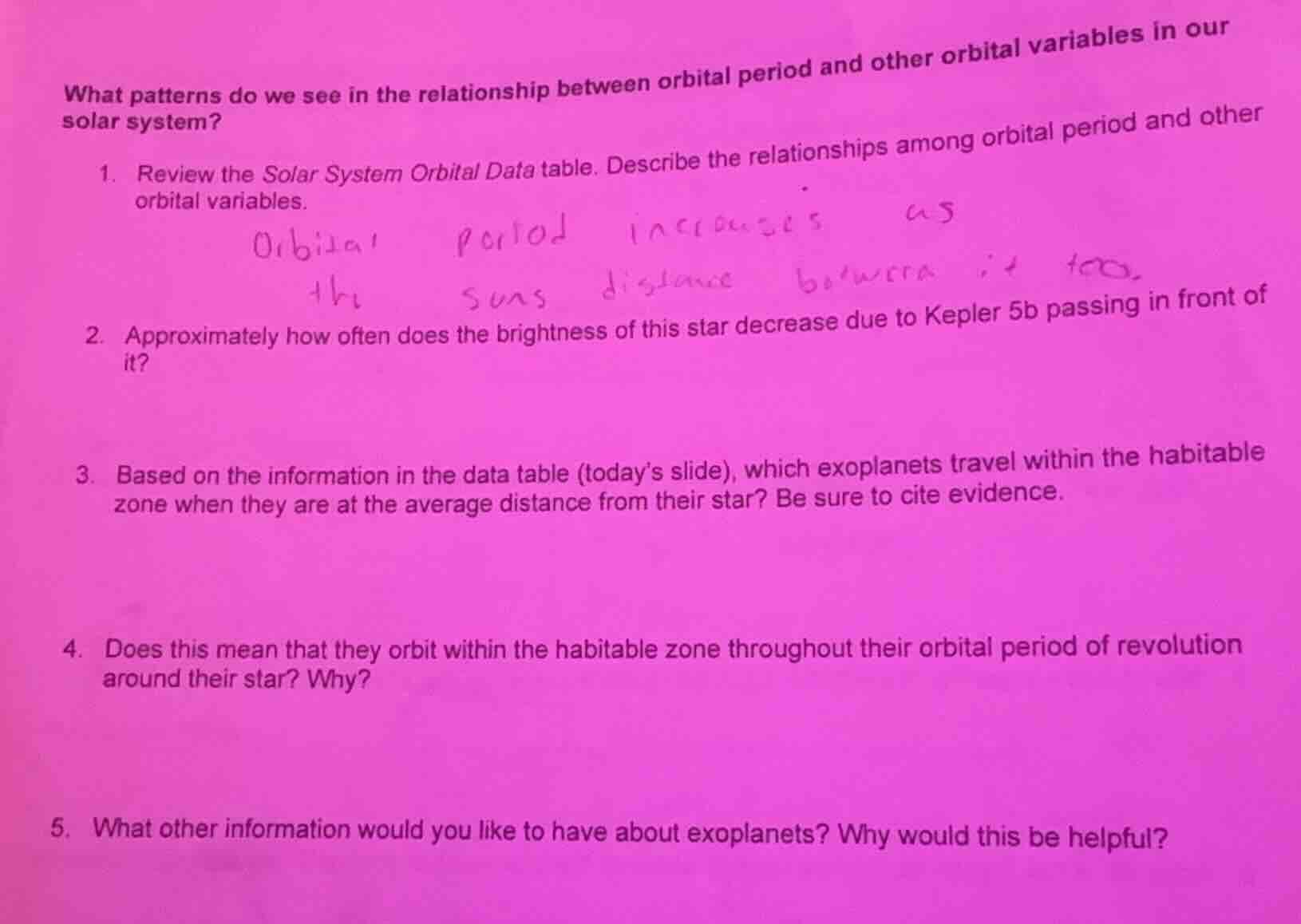what patterns do we see in the relationship between orbital period and …