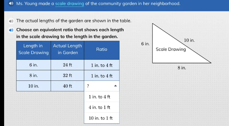 ms. young made a scale drawing of the community garden in her neighborh…