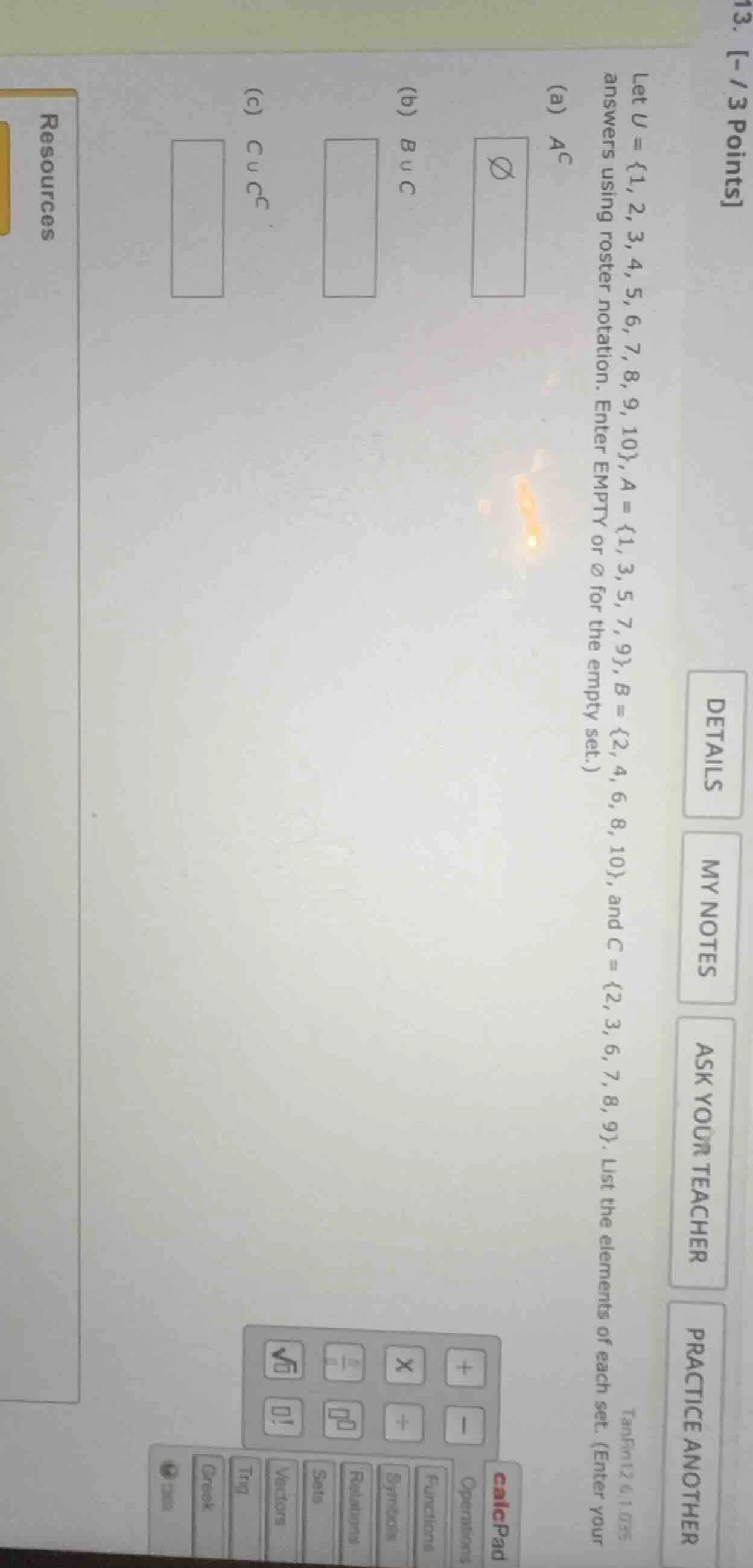 let ( u = {1, 2, 3, 4, 5, 6, 7, 8, 9, 10} ), ( a = {1, 3, 5, 7, 9} ), (…