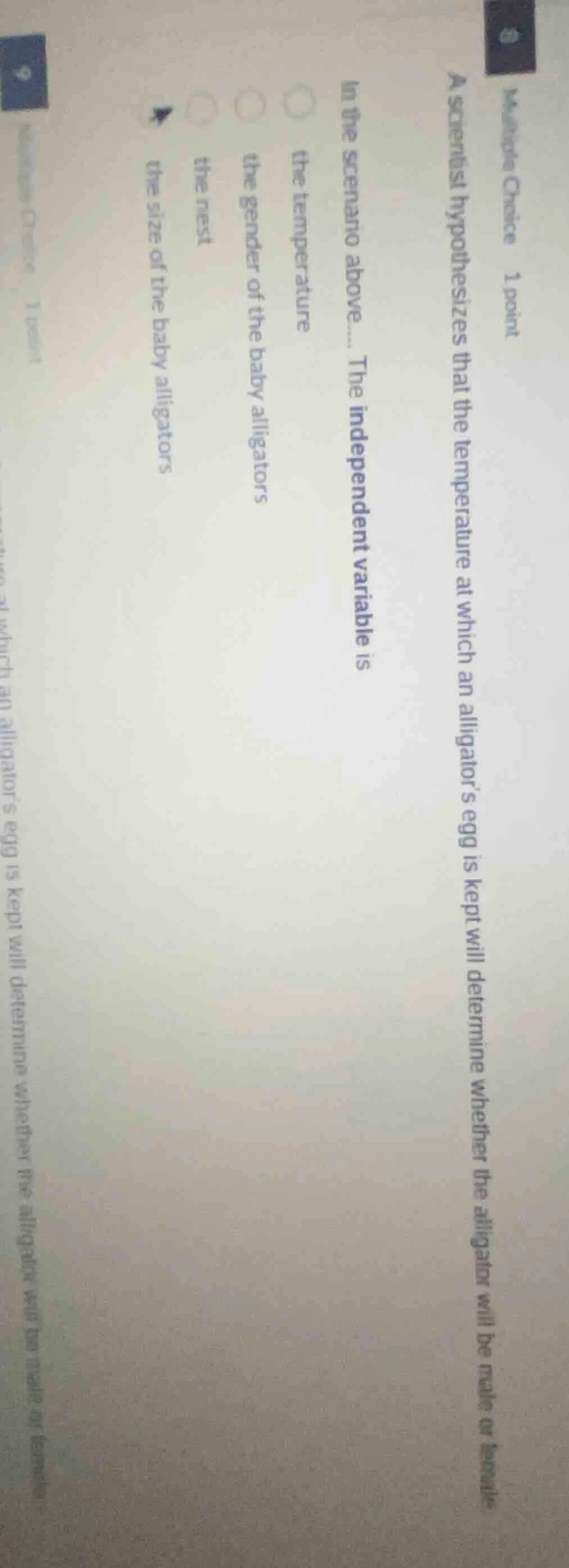 multiple choice 1 point a scientist hypothesizes that the temperature a…