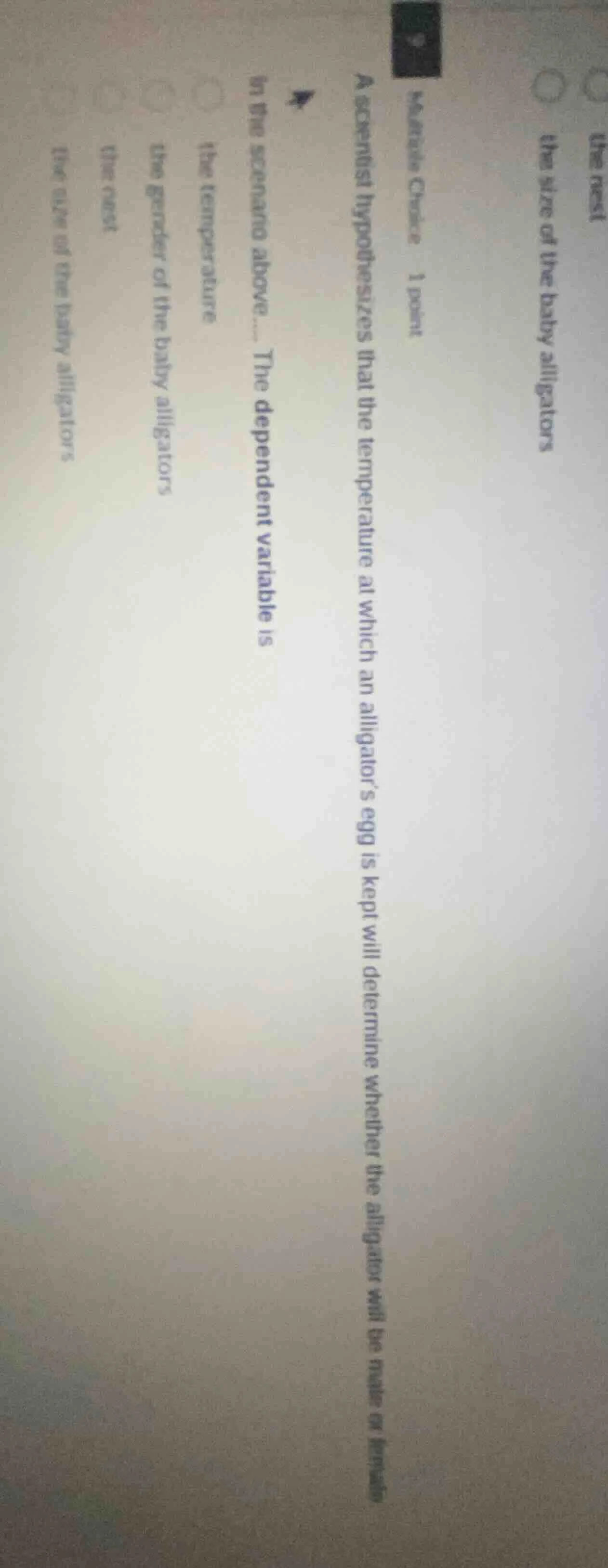 multiple choice 1 point a scientist hypothesizes that the temperature a…