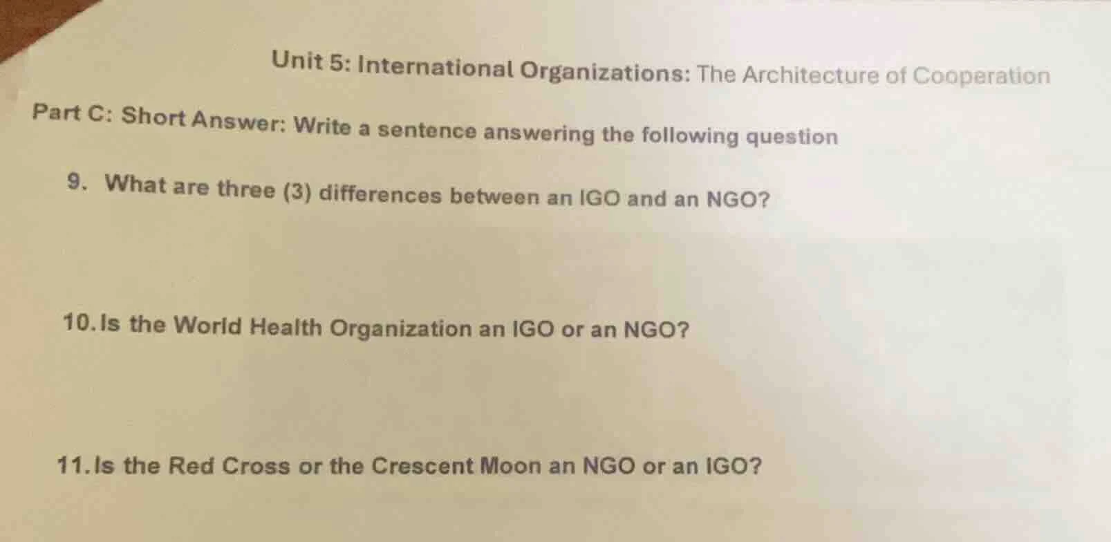 unit 5: international organizations: the architecture of cooperation pa…