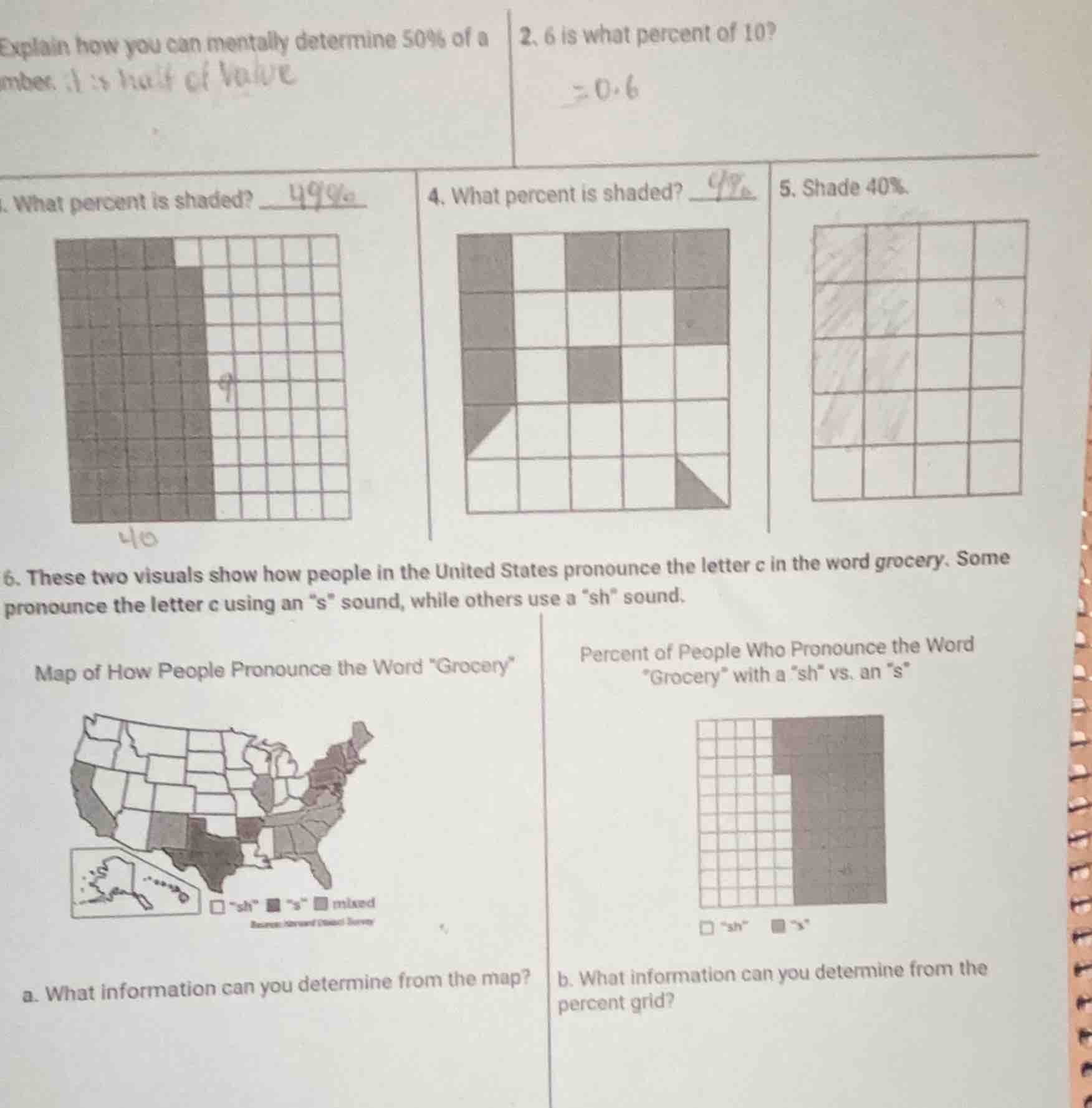 explain how you can mentally determine 50% of a number. it is half of v…
