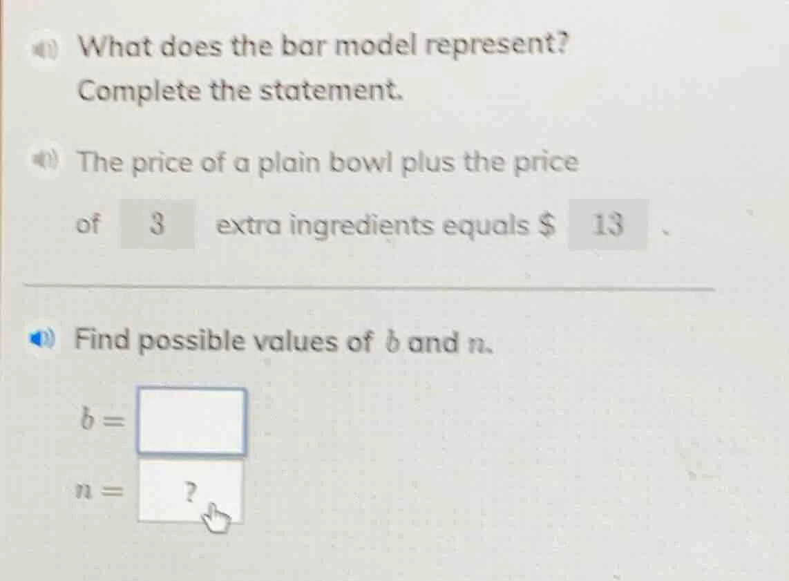 what does the bar model represent? complete the statement. the price of…