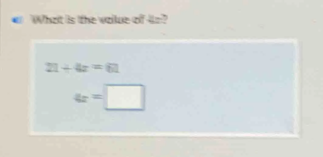 what is the value of 4x? 21 + 4x = 61 4x = \\boxed{}