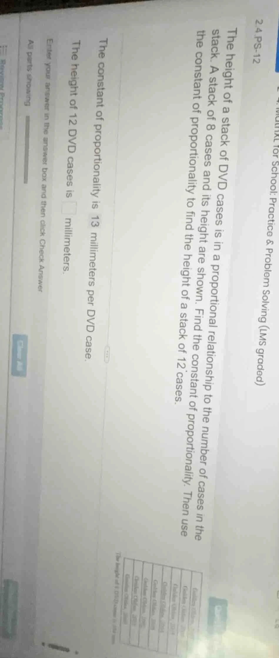 2.4.ps-12 the height of a stack of dvd cases is in a proportional relat…