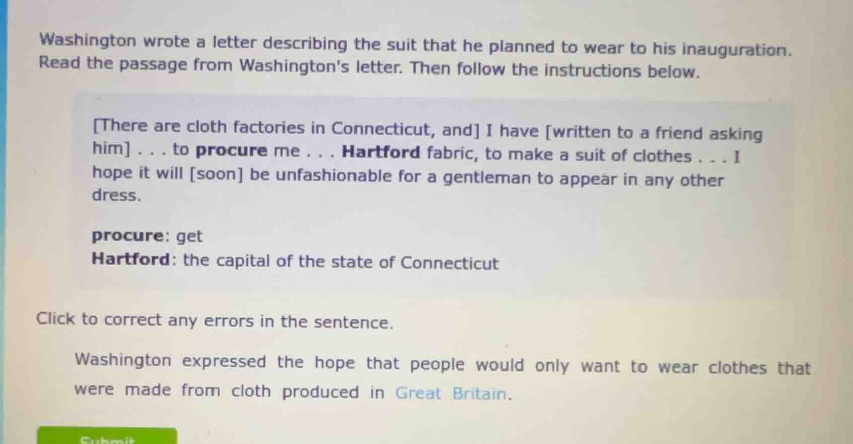 washington wrote a letter describing the suit that he planned to wear t…