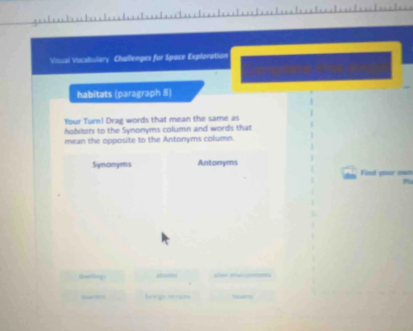 visual vocabulary challenges for space exploration habitats (paragraph …
