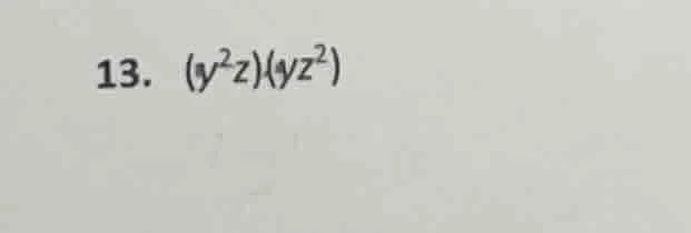 13. (y²z)(yz²)