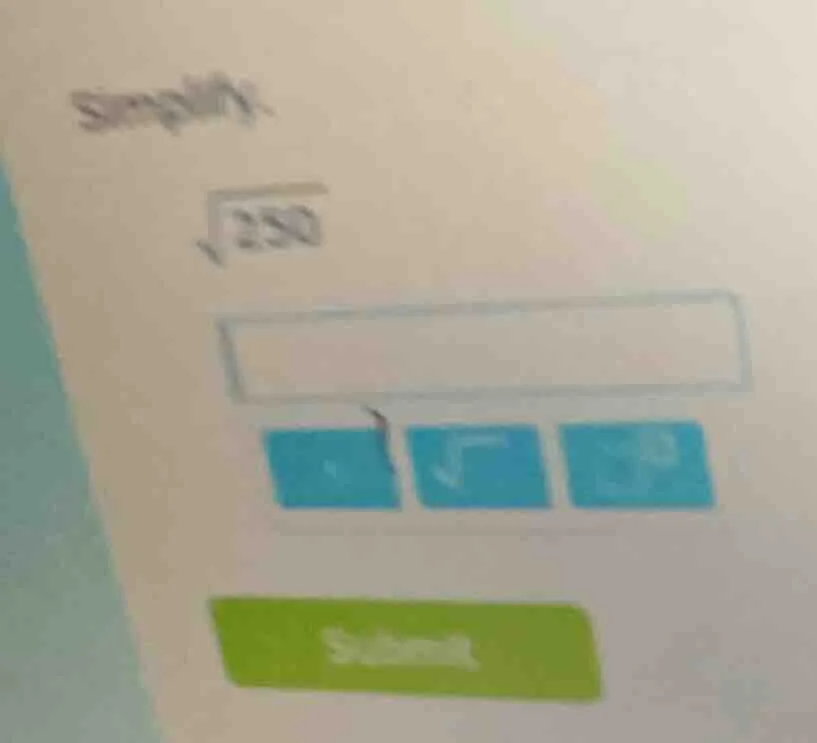 simplify. \\sqrt{250}