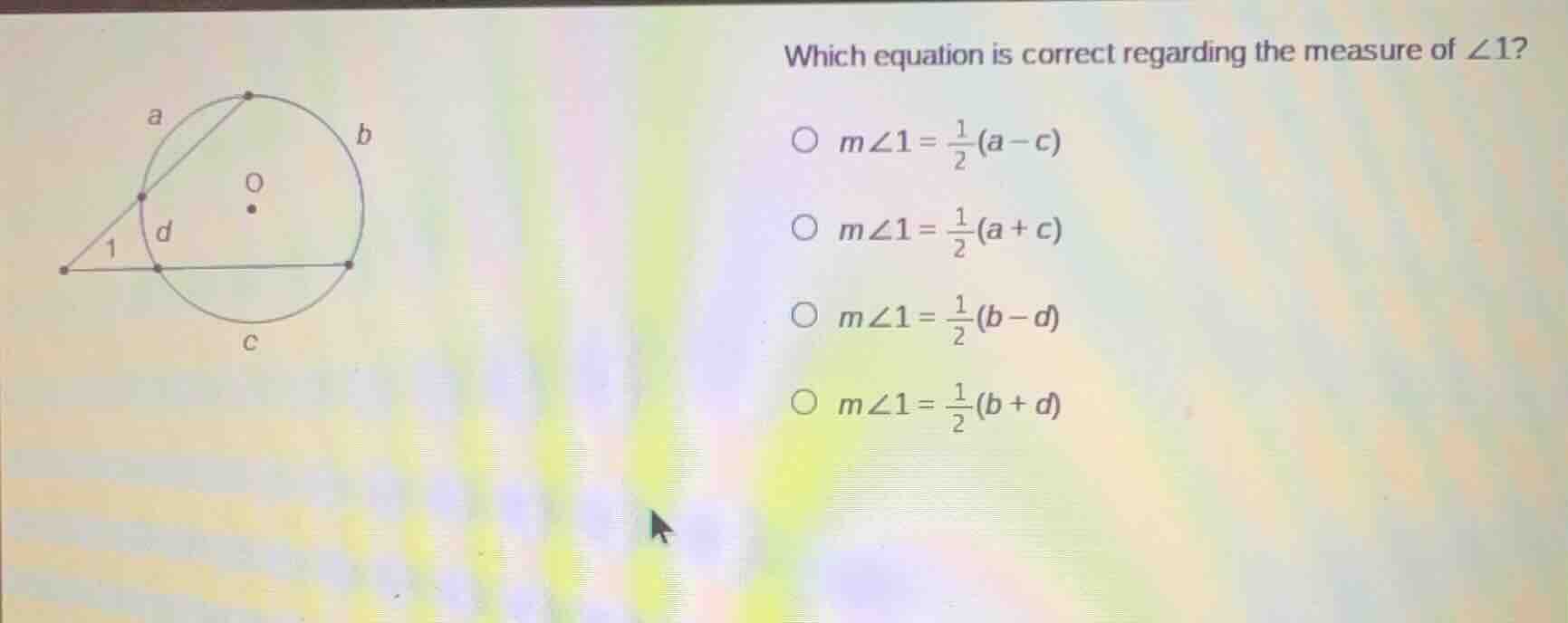 which equation is correct regarding the measure of $\\angle 1$? $\\bigc…