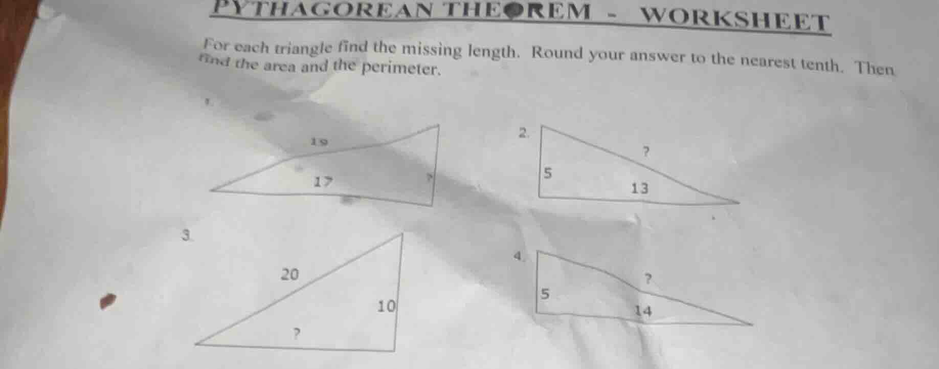pythagorean theorem - worksheet for each triangle find the missing leng…