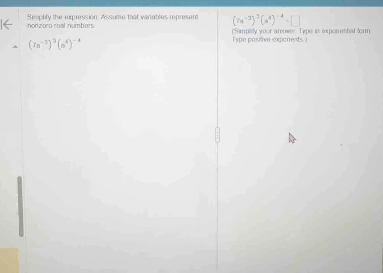 simplify the expression. assume that variables represent nonzero real n…