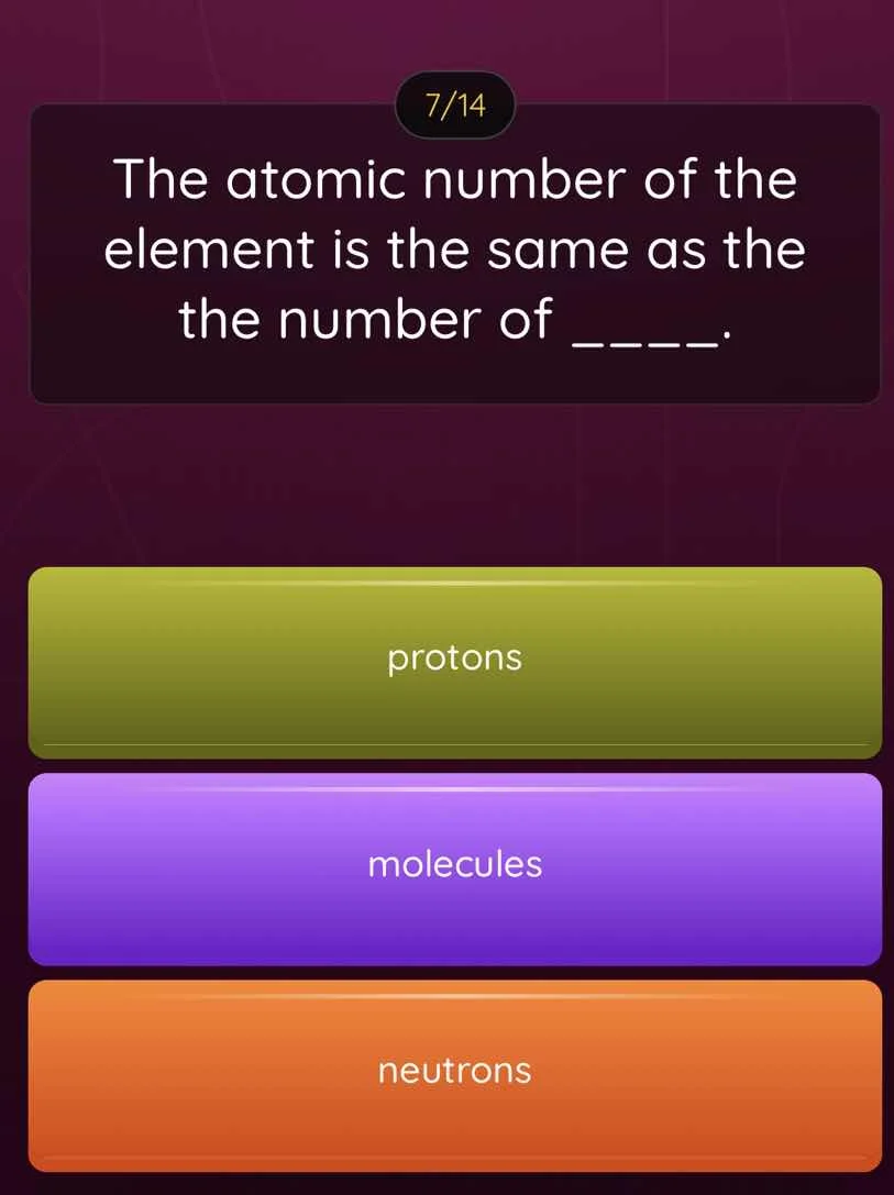 the atomic number of the element is the same as the the number of _____…
