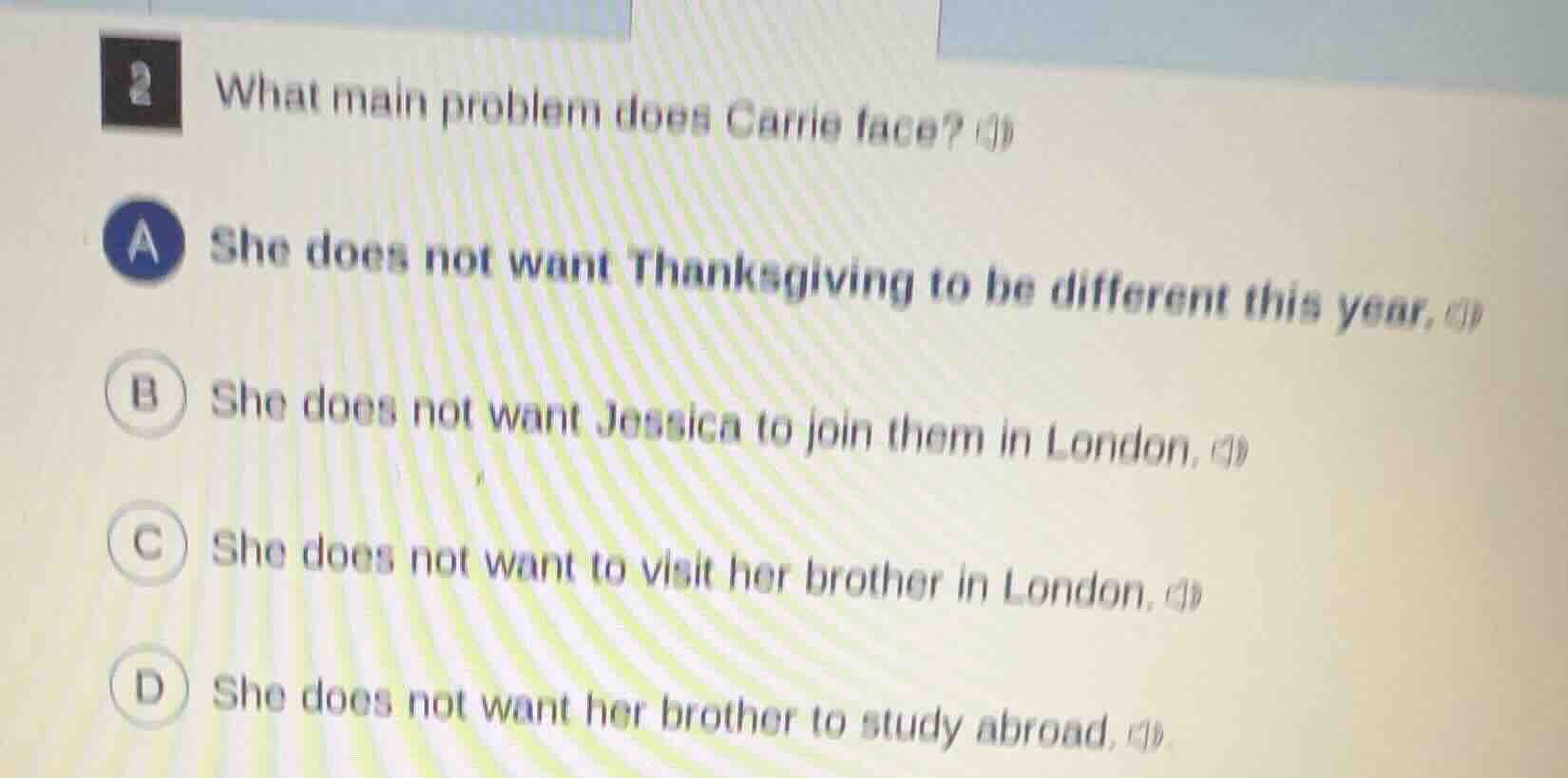 2 what main problem does carrie face? a she does not want thanksgiving …