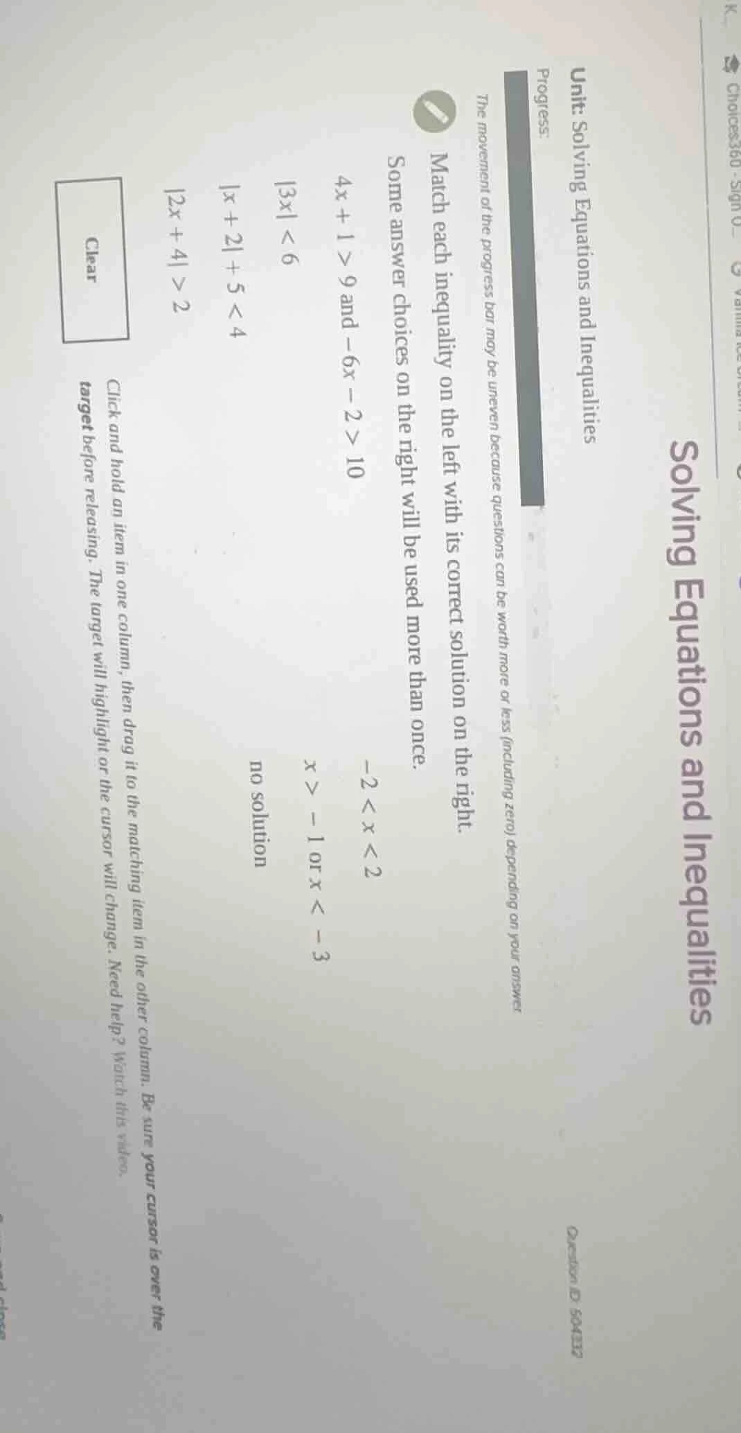 unit: solving equations and inequalities progress: the movement of the …