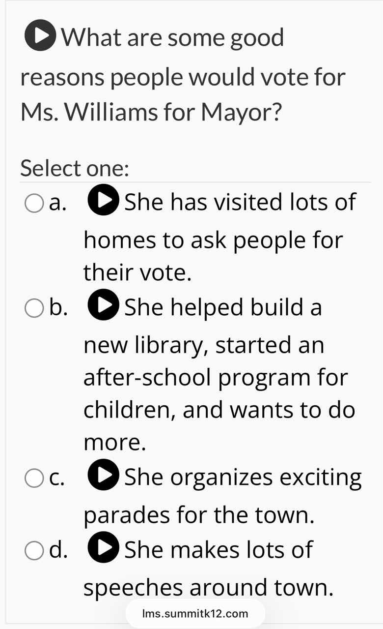 what are some good reasons people would vote for ms. williams for mayor…
