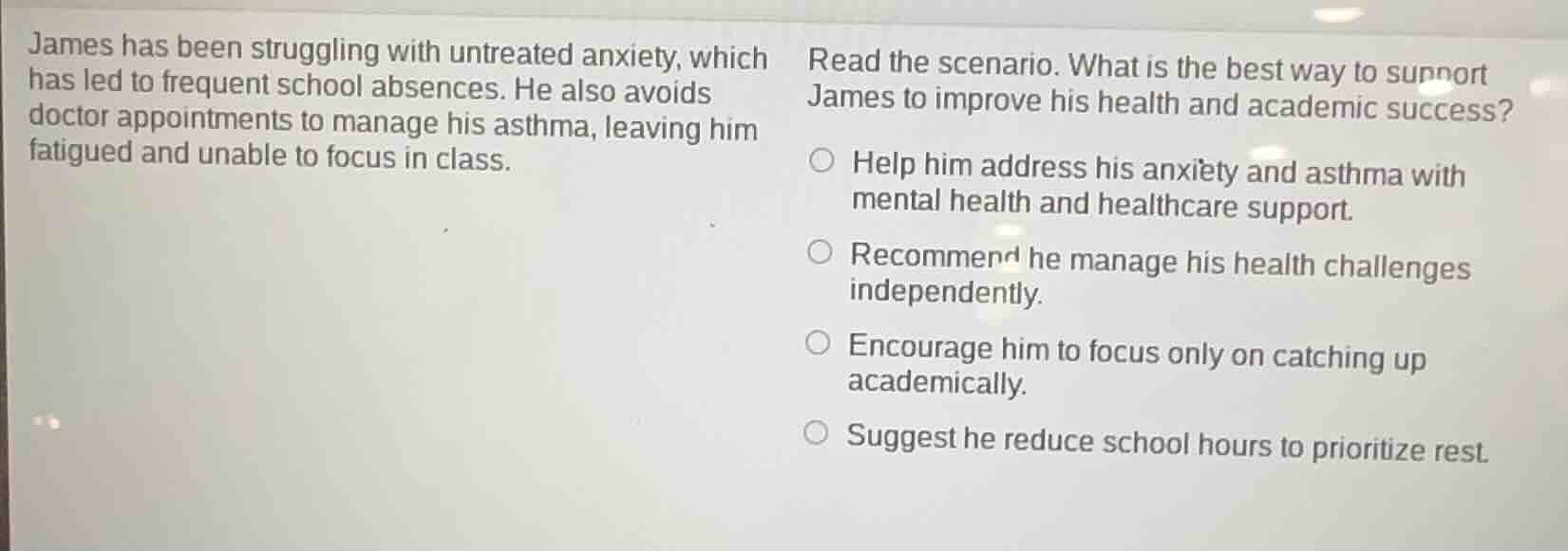 james has been struggling with untreated anxiety, which has led to freq…